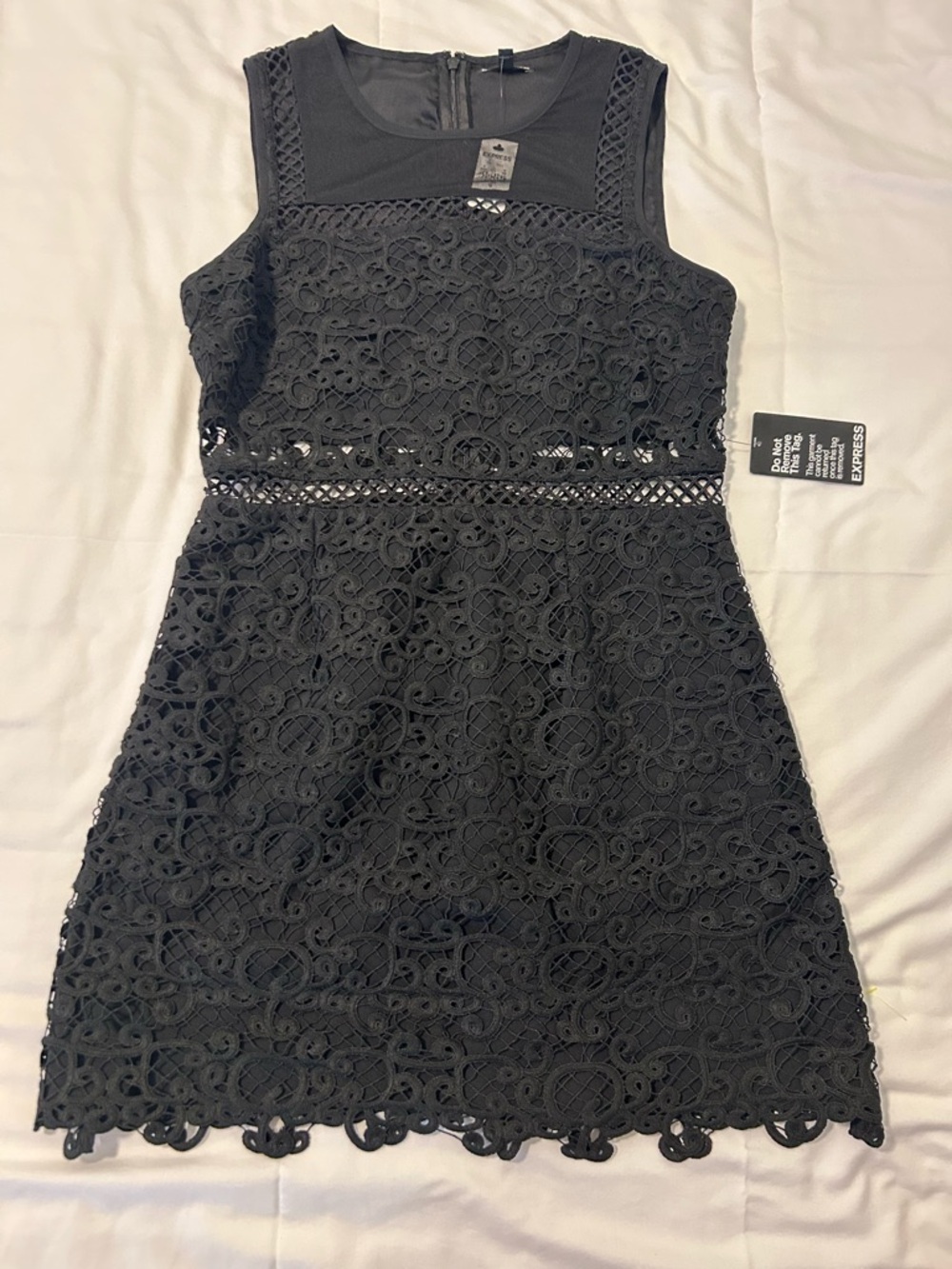 Express Black Sleeveless Lace Mini Dress